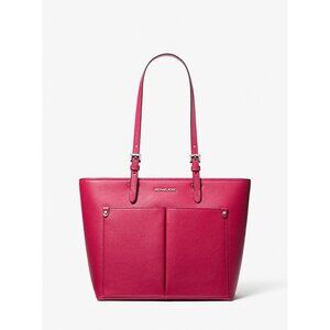 New Michael Kors Jet Set Travel Medium Double Pocket Tote Dark Raspberry